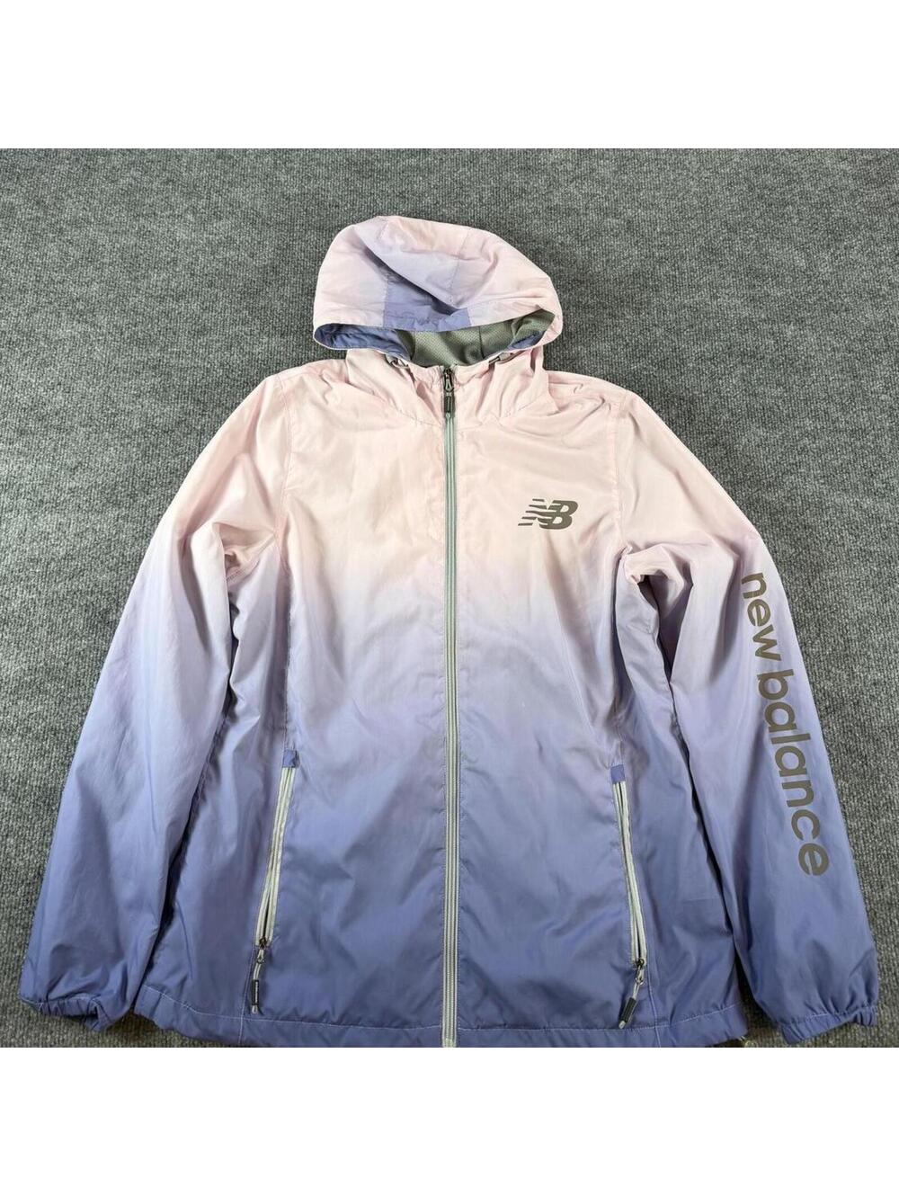 New Balance Ombre Purple Pink Hooded Windbreaker Jacket M Running, Gym, Exercise